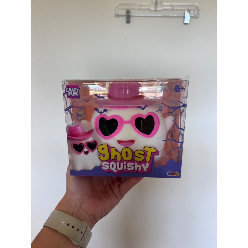 RMS Crazy Fun Ghost Squishy Pink Cowboy Hat Heart Sunglasses Halloween Toy